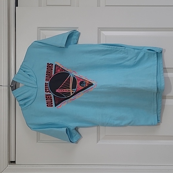 Golden State Warriors Teal Short Sleeve Hoodie T-Shirt - Size M - Picture 1 of 7